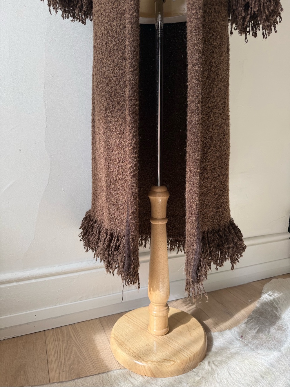 Penny Lane Long Brown Shaggy Duster Cardigan Boho Festival Coat Sweater - Picture 4 of 13